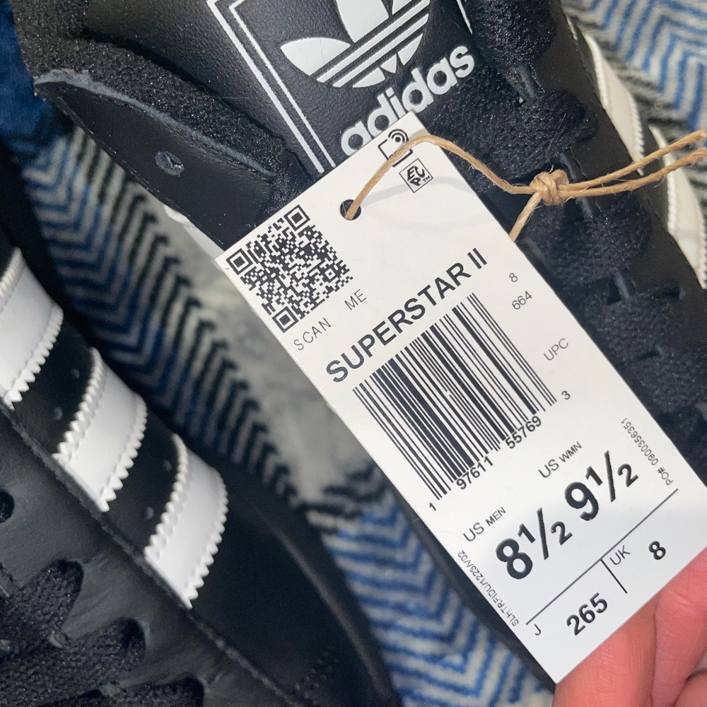 Adidas Unisex Sneakers Black & White Superstar II Size Men 8.5 Women 9.5 NWT - Picture 5 of 10